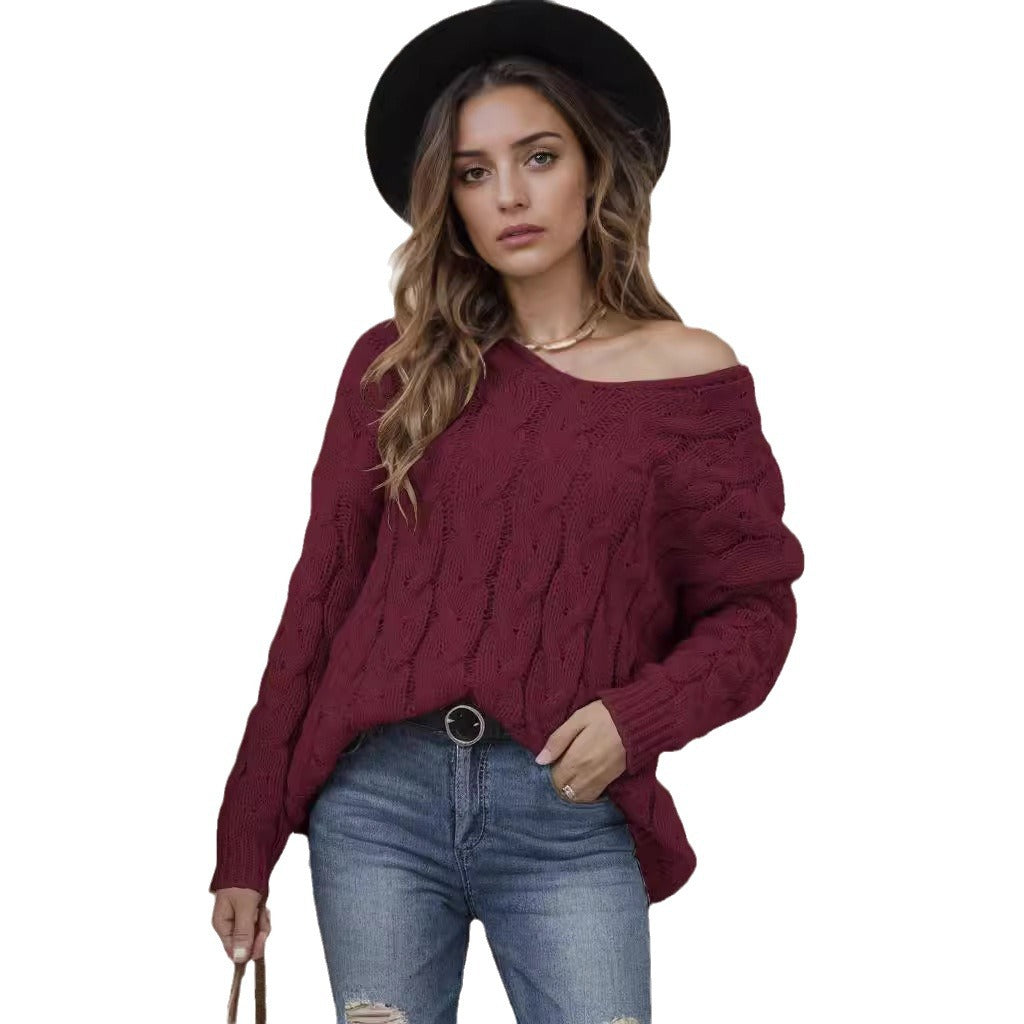 Damen Grobstrickpullover mit modernem Zopfdesign und weitem Schnitt EB