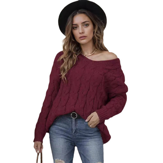 Damen Grobstrickpullover mit modernem Zopfdesign und weitem Schnitt EB