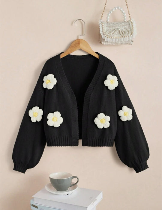 Damen Kurzjacke mit verspielten Blumenapplikationen EB