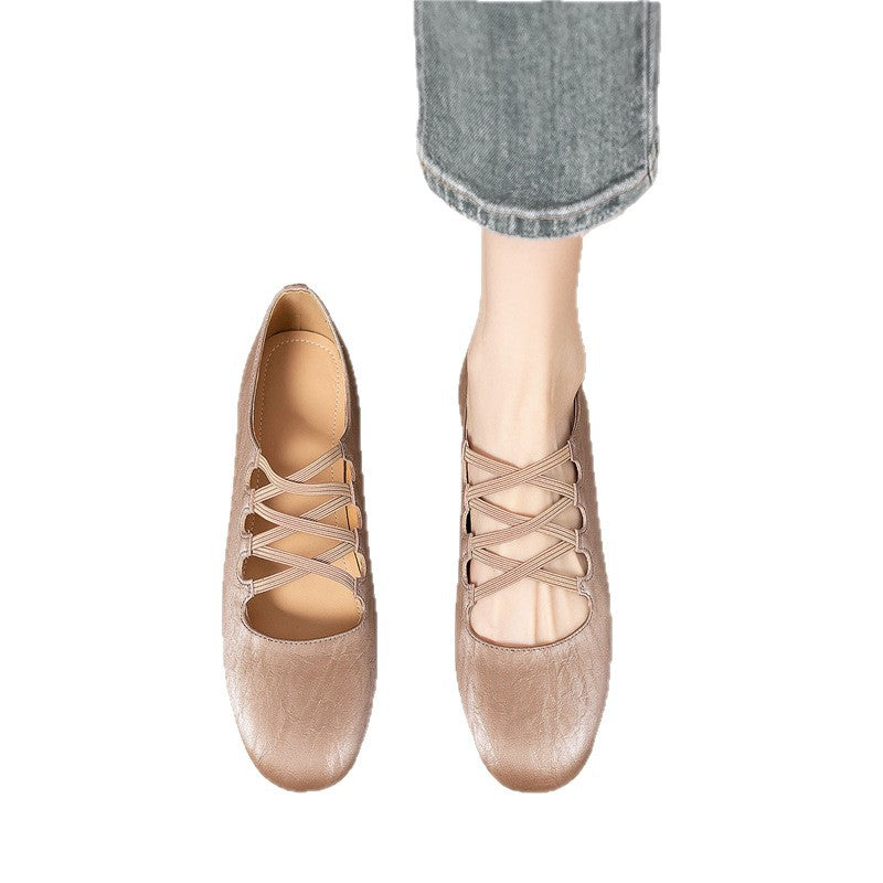 Damen flache Ballerinas mit elegantem Riemendesign EB
