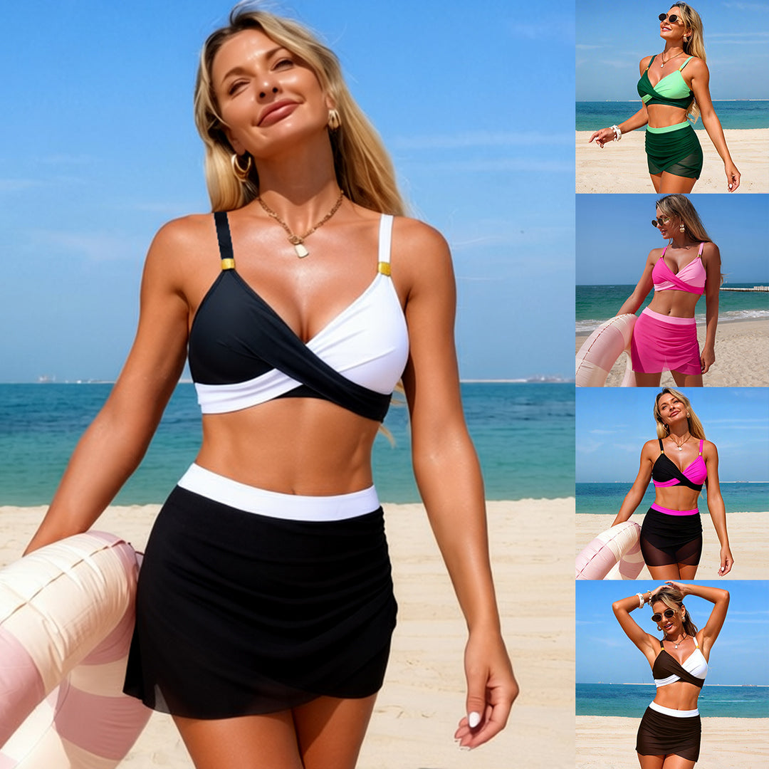 Damen Sportiver Bikini mit Wickelrock EB