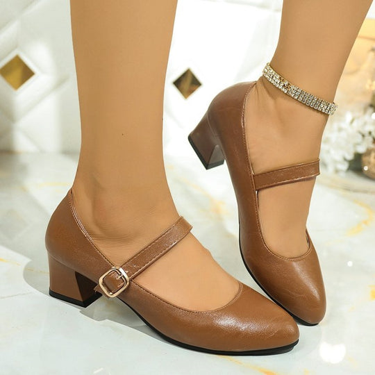 Damen elegante Mary Jane Pumps mit modischer Schnalle EB