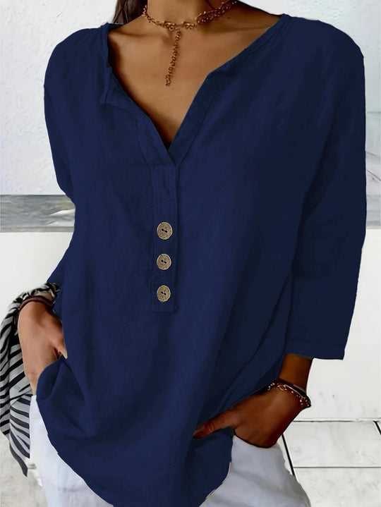 Damen Lässig geschnittenes Blusenshirt mit Knopfleiste EB