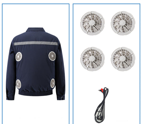 Unisex nan Arbeitskühljacke mit vier integrierten USB-Lüftern, verstellbarem Bund und atmungsaktivem Material R&B