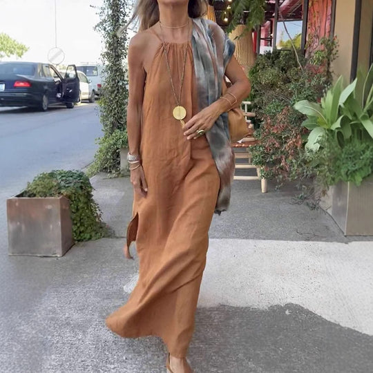 Damen Maxikleid mit Spaghettiträgern und elegantem fließendem Schnitt EB