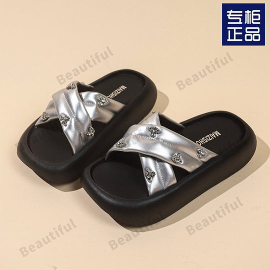Damen Mode-Slipper mit funkelnden Applikationen EB