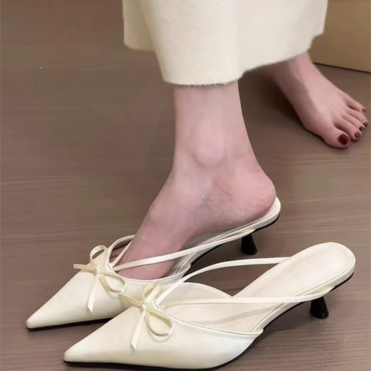 Damen Elegante Slingback-Mules mit raffinierter Schleifenapplikation EB