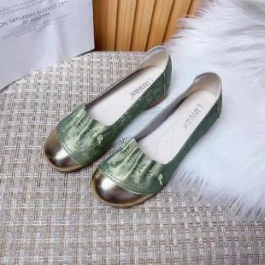 Damen Ballerinas mit modischem Falten-Design und glänzender Zehenkappe EB