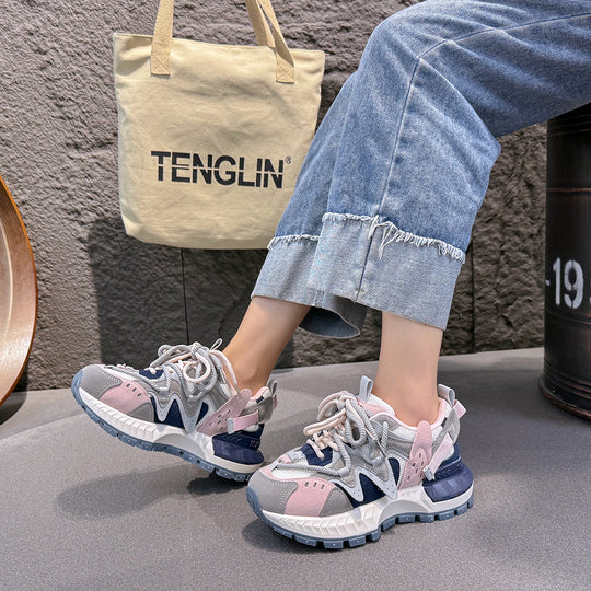 Damen sportliche Sneakers mit atmungsaktiver Obermaterialstruktur und rutschfester Sohle EB