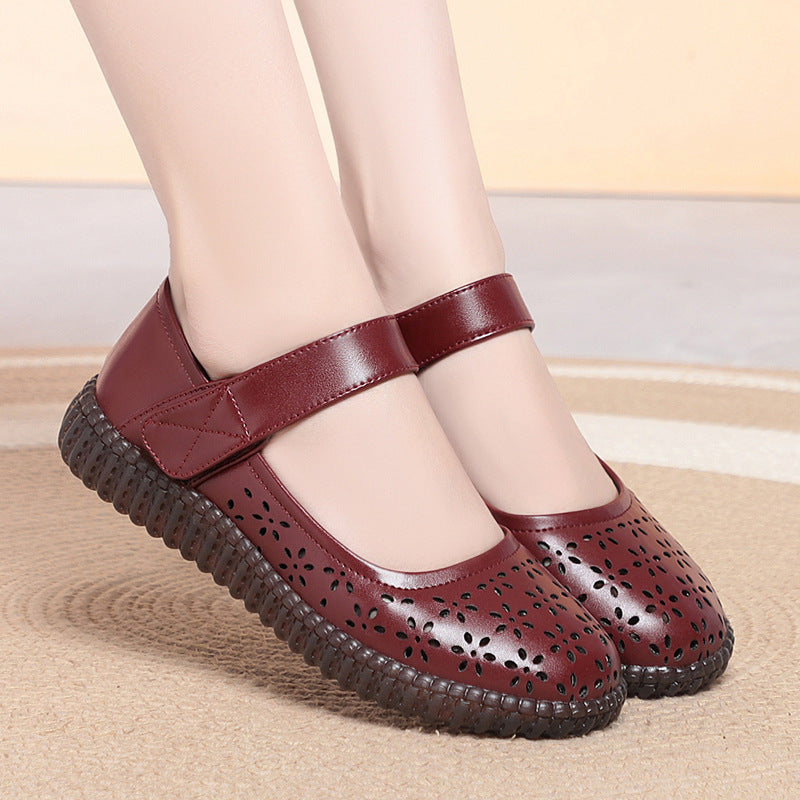 Damen Komfortable und atmungsaktive Ballerinas mit Riemen EB