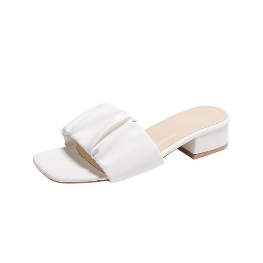 Damen elegante Mules mit modischer Raffung EB