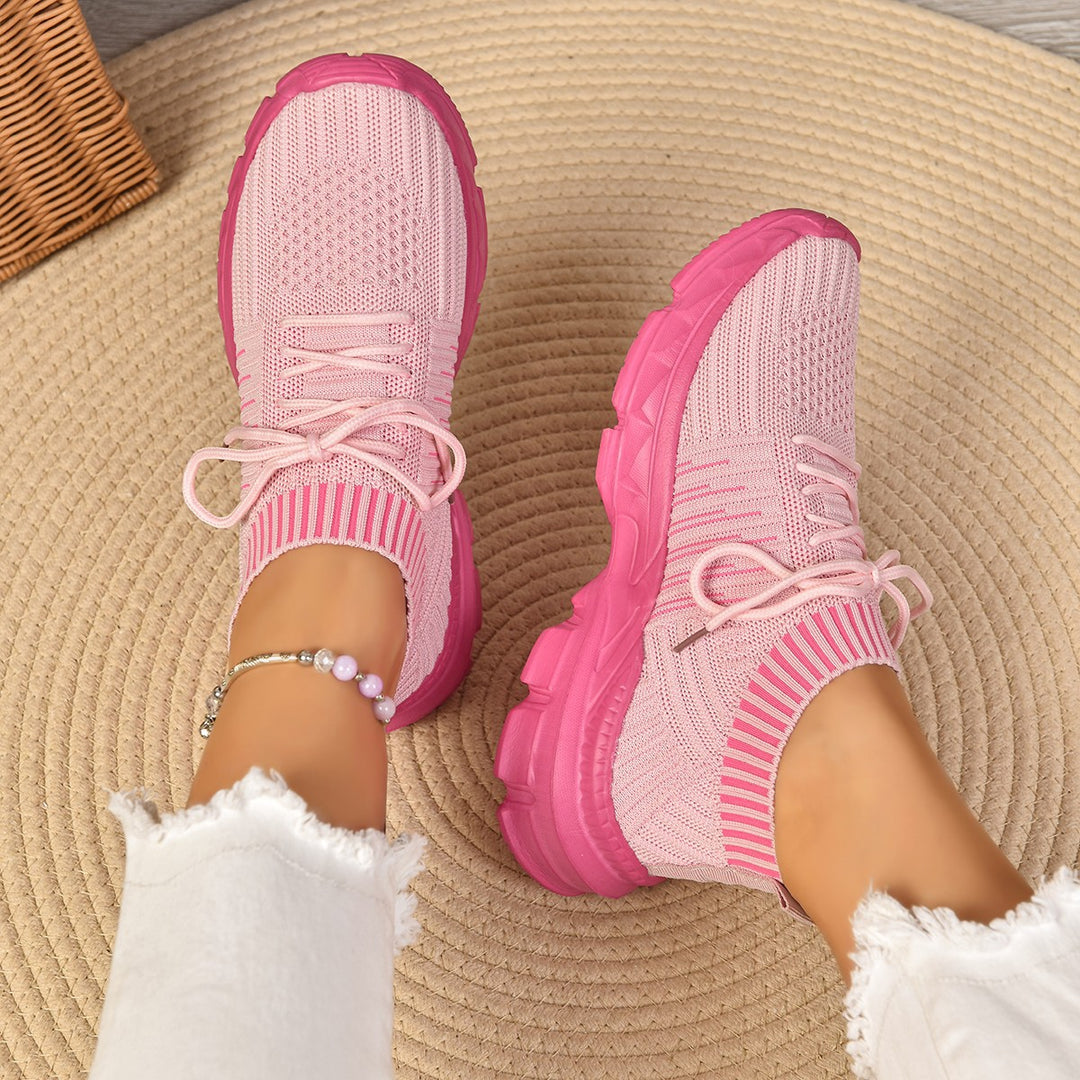 Damen trendige Slip-On Sneakers mit atmungsaktivem Strickdesign EB