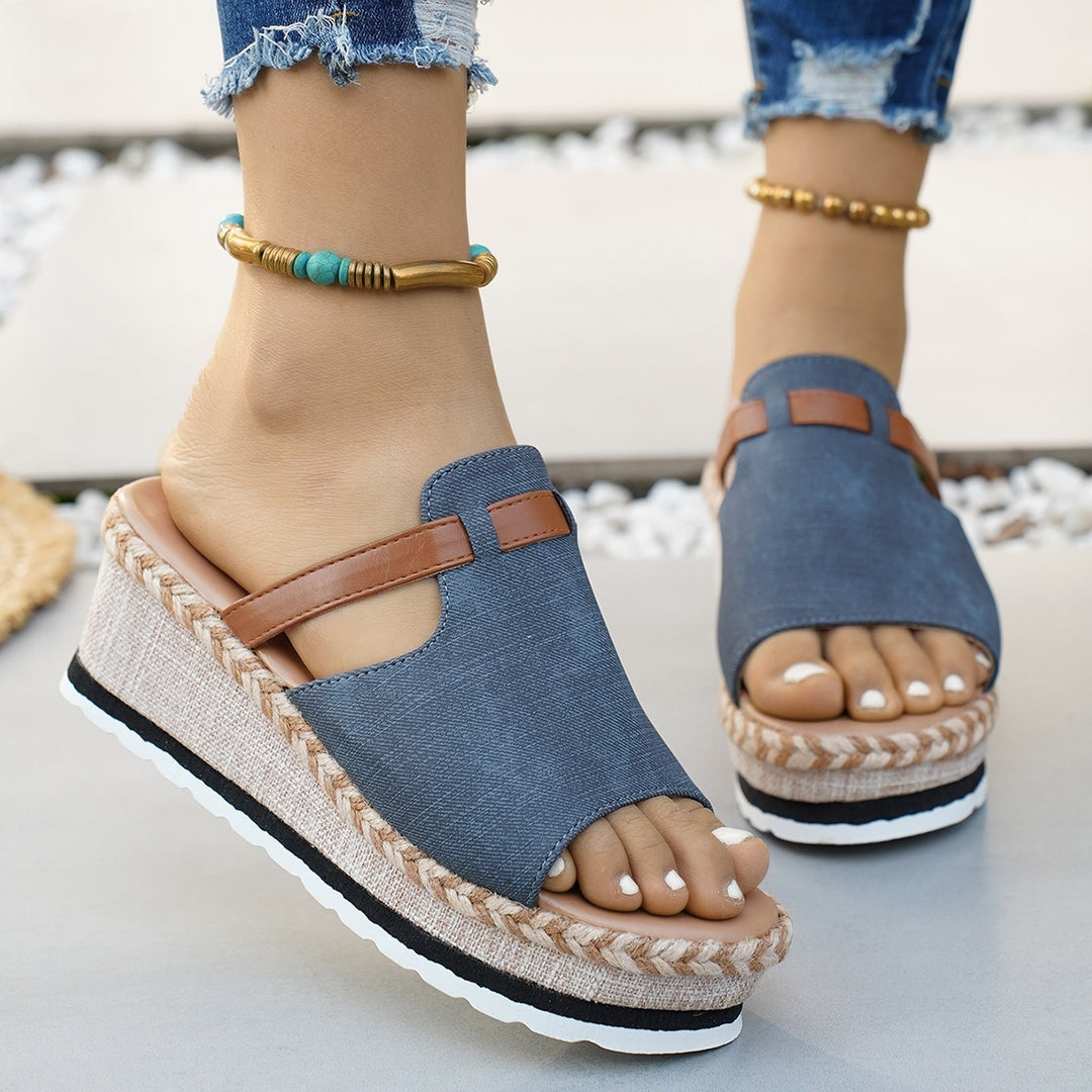 Damen Plateausandalen mit modischem Zierband EB