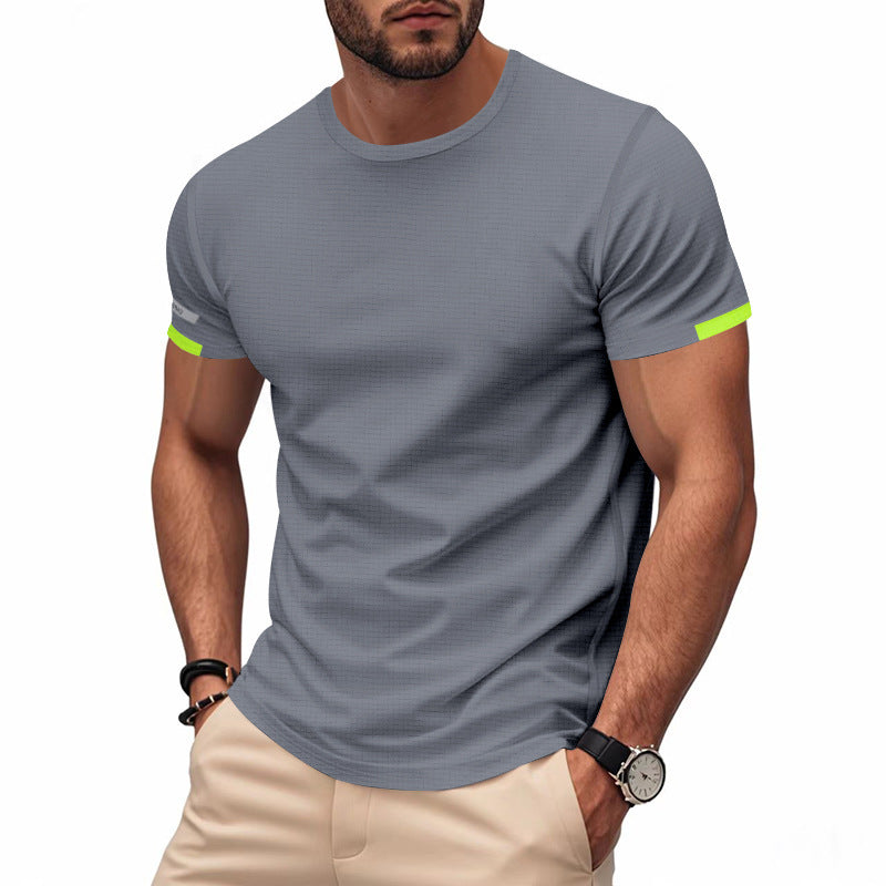 Herren nan athletisches Kurzarm Baumwolljersey T-Shirt mit Rundhalsausschnitt und reflektierenden Ärmeldetails EB