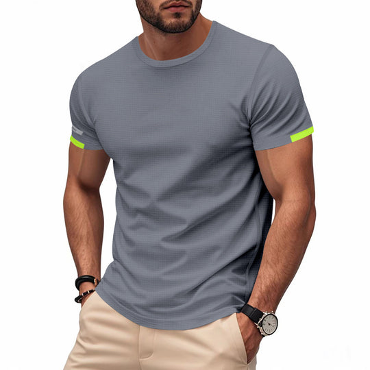 Herren nan athletisches Kurzarm Baumwolljersey T-Shirt mit Rundhalsausschnitt und reflektierenden Ärmeldetails EB