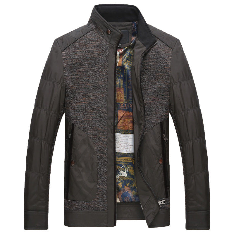 Herren Stepp- und Strickmix-Freizeitjacke mit Stehkragen und gemustertem Innenfutter EB