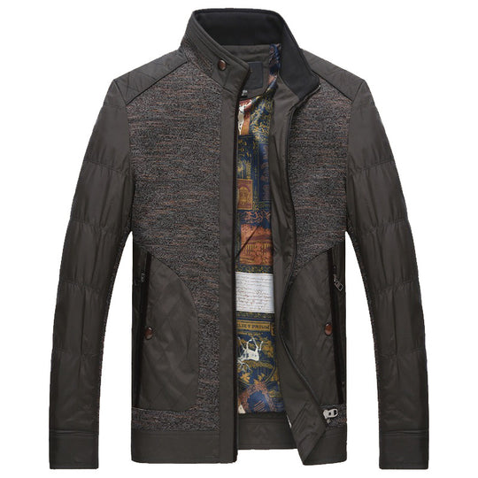 Herren Stepp- und Strickmix-Freizeitjacke mit Stehkragen und gemustertem Innenfutter EB