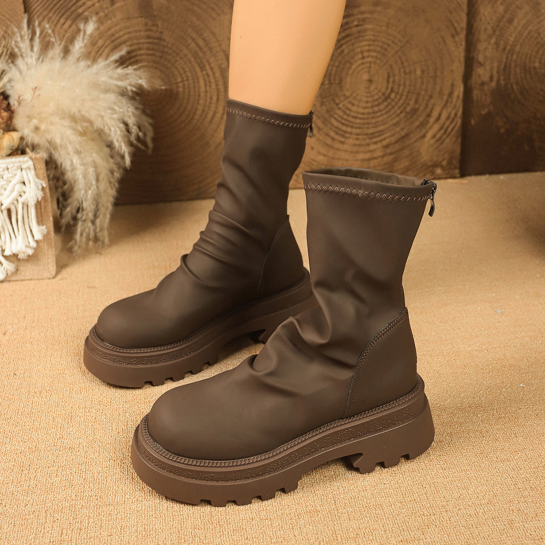 Damen modische Stiefeletten mit gefüttertem Design und robustem Profil EB