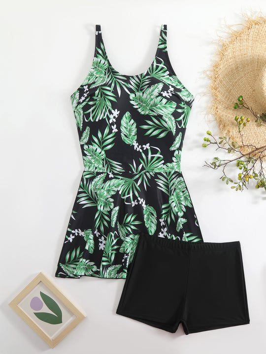 Damen Schwimmanzug mit floralem Muster und modischem Short-Design EB