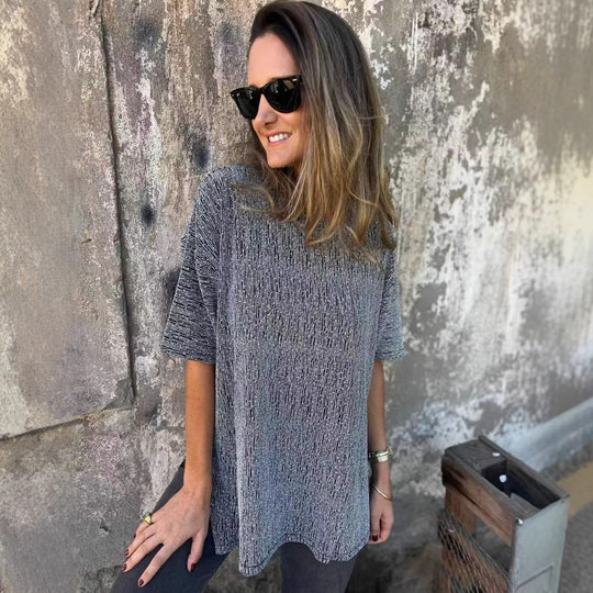 Damen Oversized T-Shirt mit Glitzersteinchen und lässigem Schnitt EB