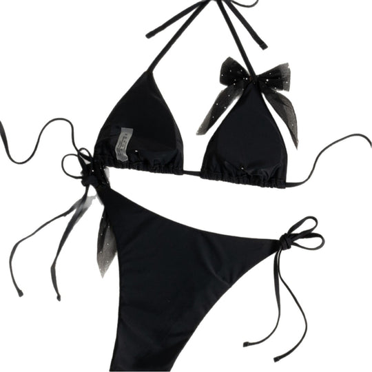 Damen Triangel-Bikini mit verspieltem Schleifendetail und trendigen Bindebändern EB
