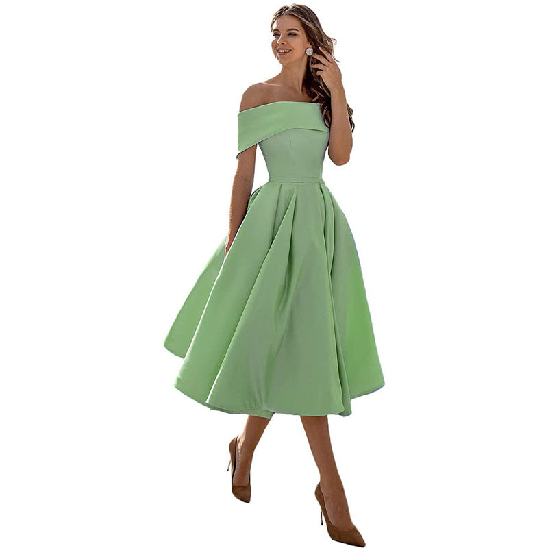 EB | Legere Mode Satin Cocktailkleid Ohne Träger