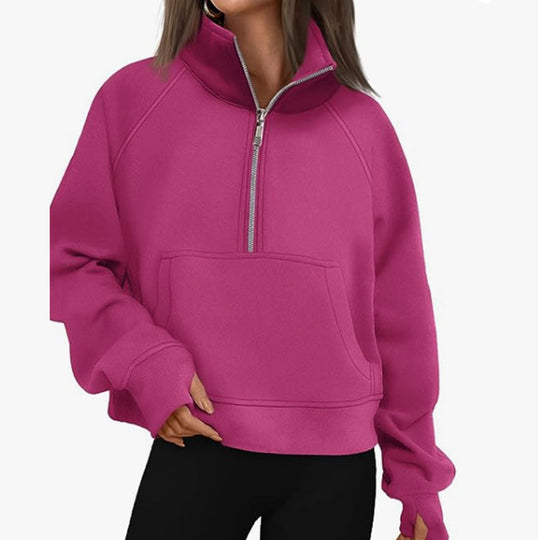 Damen Sportlicher Hoodie mit hohem Kragen EB