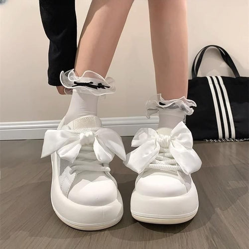 Damen Sneakers mit modischem Schleifen-Design und Komfort-Sohle EB