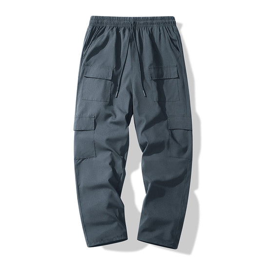 Herren Cargo-Freizeithose mit elastischem Bund, Tunnelzug und Mehrfach-Klappentaschen EB