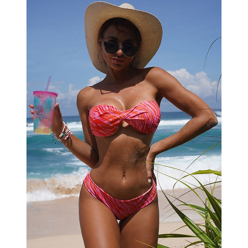 Damen Bandeau-Bikini mit elegantem Wickeldesign EB