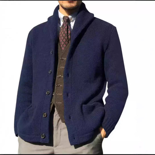 Herren Strickjacke im modernen Casual-Stil mit Schalkragen EB