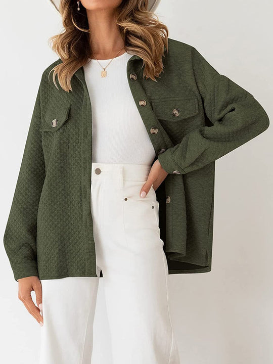 Damen Steppjacke mit Knopfleiste und Taschen EB