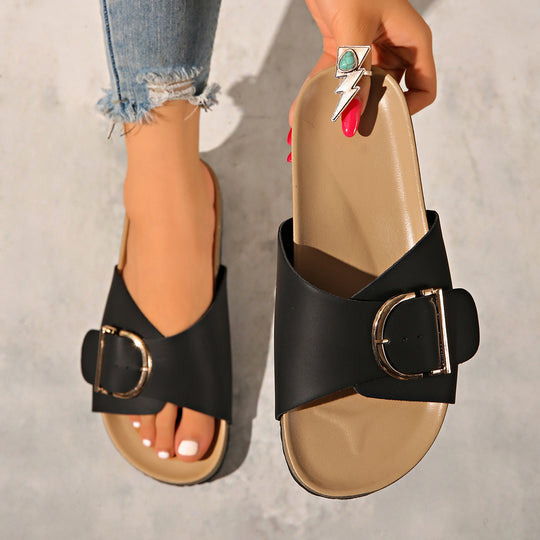 Damen modische Mules mit eleganter Schnallenverzierung und bequemer Fußbettung EB