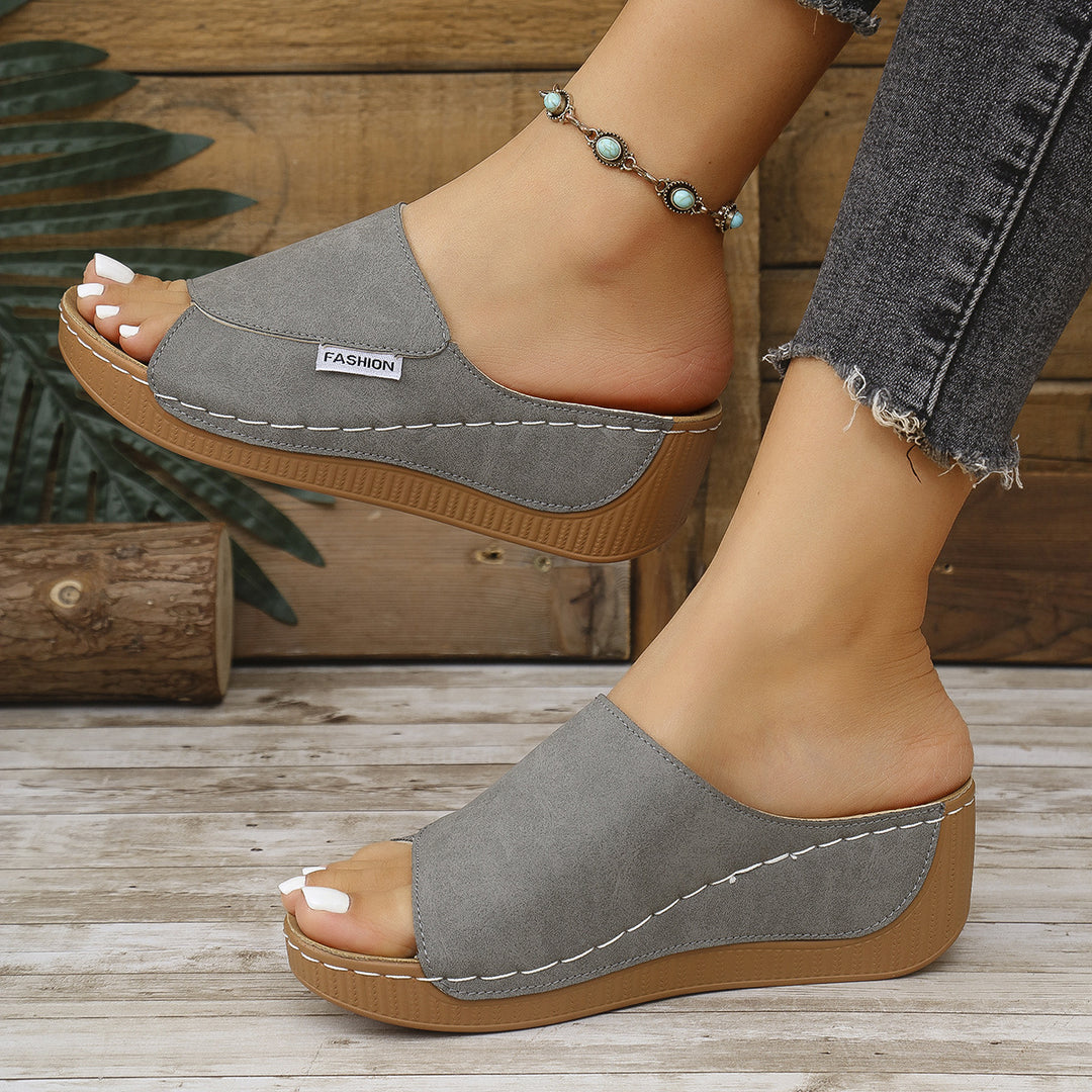 Damen Wedge-Pantoletten mit modischem Riemendesign und komfortablem Fußbett EB 1779863329