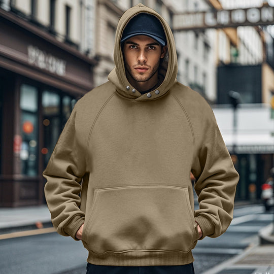 Herren nan oversized Kapuzenpullover mit Kängurutasche, Raglanärmeln und gerippten Bündchen EB