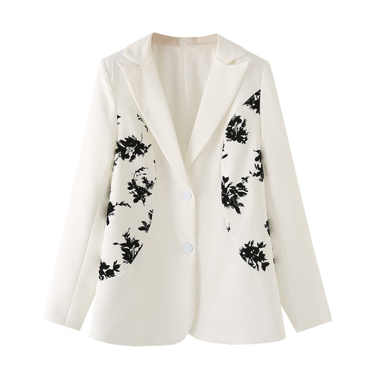 Damen elegante Blazerjacke mit floralen Details und hochwertiger Verarbeitung EB