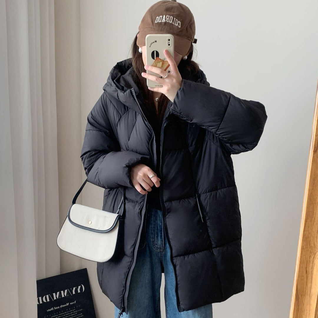 Damen Übergroße Pufferjacke mit Kapuze und praktischen Eingrifftaschen EB