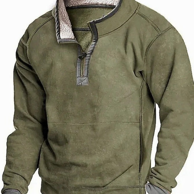 Herren Fleecesweater mit hochgeschlossenem Kragen und praktischem Reißverschluss EB