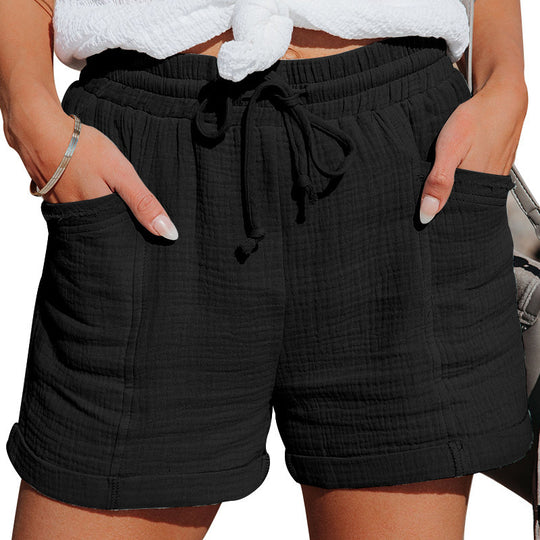 Damen bequeme Sommer-Shorts mit elastischem Bund und praktischen Taschen EB