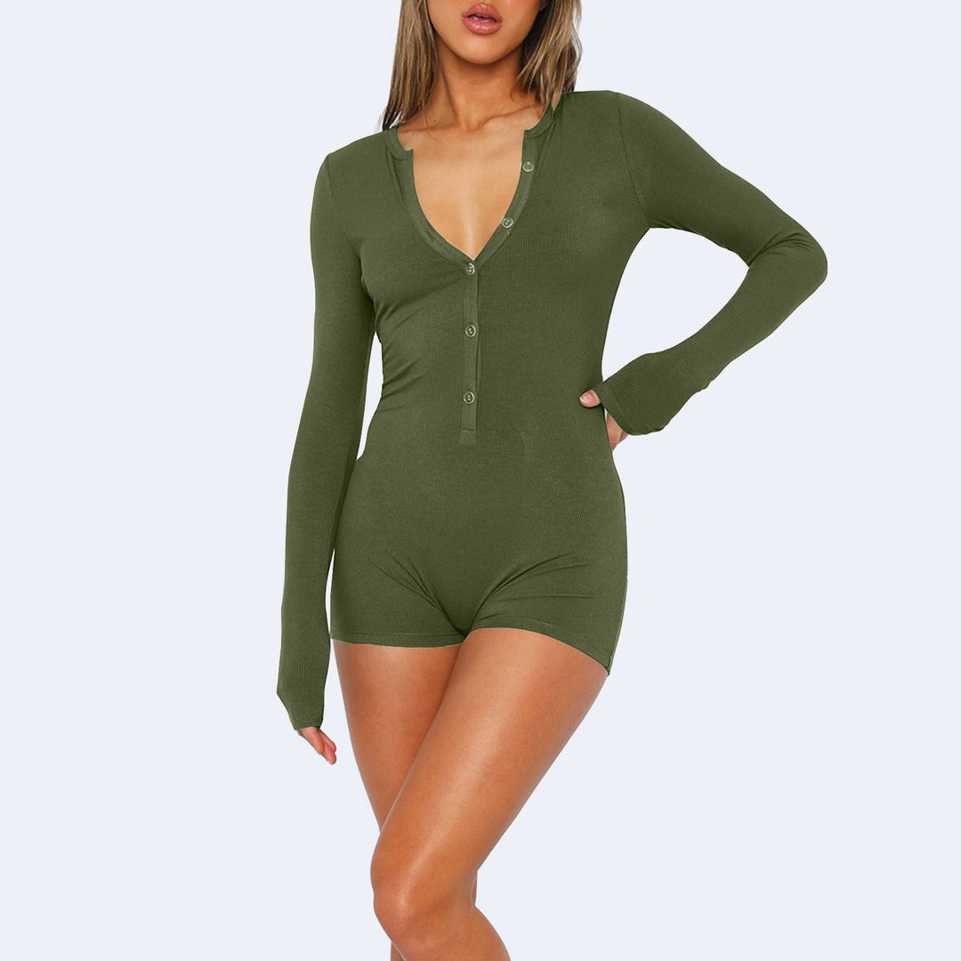 Damen Langarmbody mit Knopfleiste EB