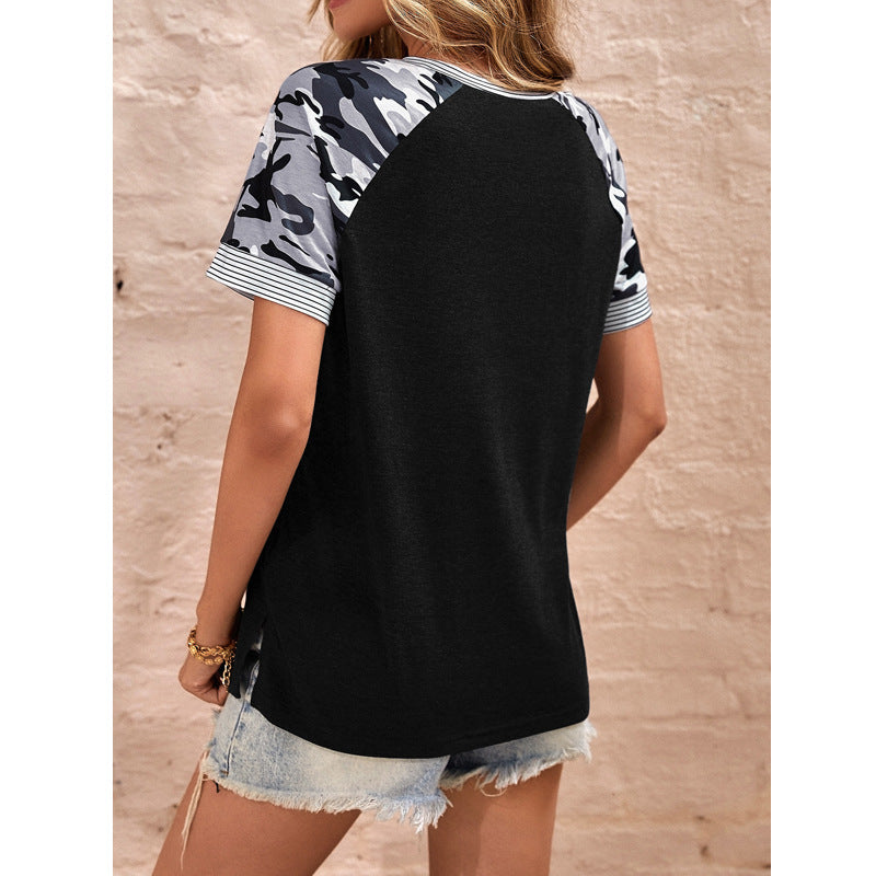Damen Raglan-T-Shirt mit Camouflage-Details EB