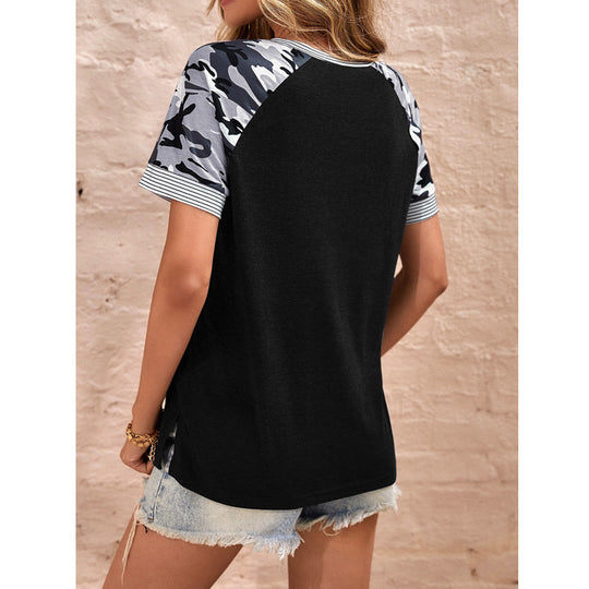Damen Raglan-T-Shirt mit Camouflage-Details EB