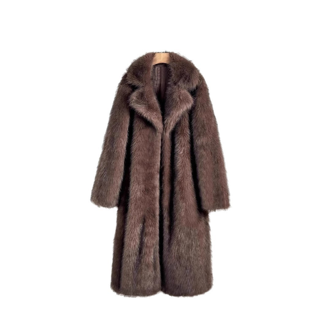 Damen Luxus Kunstfell Mantel EB