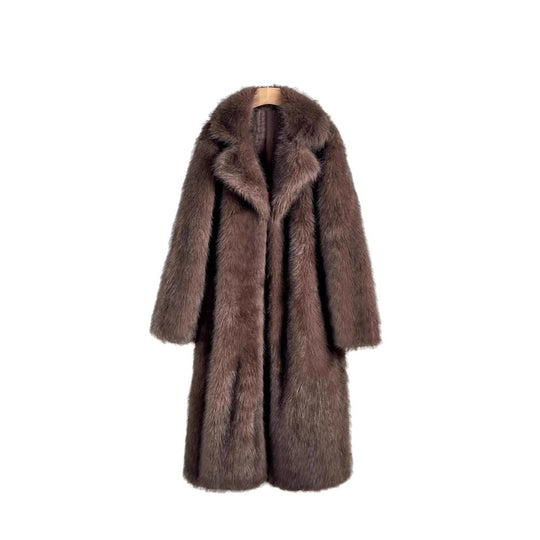 Damen Luxus Kunstfell Mantel EB