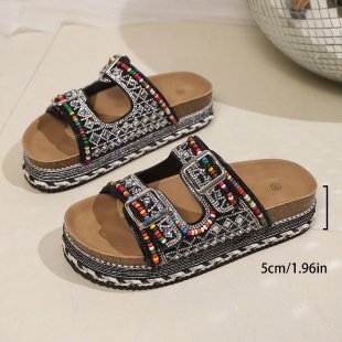Damen modische Pantoletten mit Schmuckdetails EB