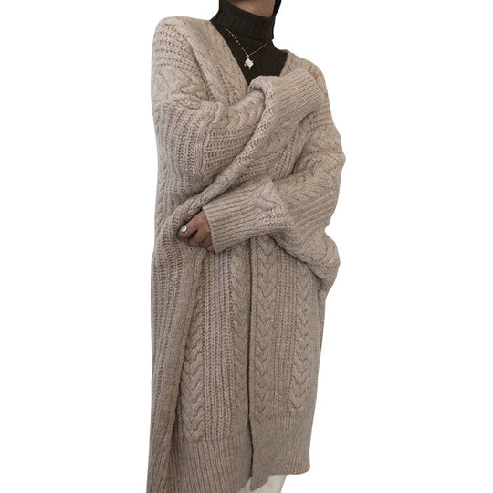 Damen Grober Strickcardigan mit oversized Schnitt und Rautenmuster EB