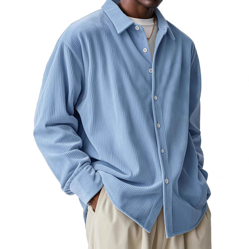 Herren nan oversized Kordhemd mit feiner Rippenstruktur und Relaxed-Fit EB