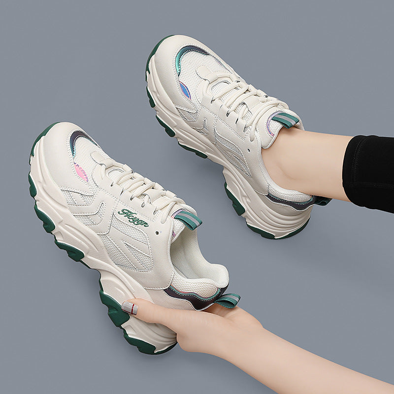 Damen Sportliche Chunky Sneakers mit dämpfender Laufsohle und atmungsaktivem Mesh-Obermaterial EB