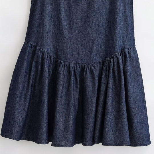 Damen Sommerkleid mit voluminösem Rocksaum und raffiniertem Schnürdetail EB