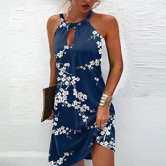 Damen kurzes Sommerkleid mit floralen Mustern EB